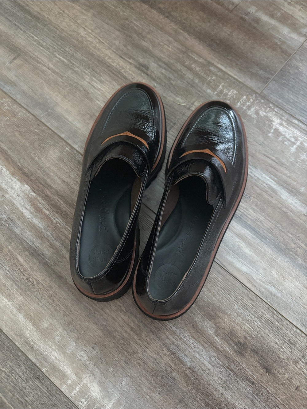 Paul Green Black Crinkle Patent Leather Wesley Loafers Women's Size UK 6 US 8.5 - Picture 6 of 9